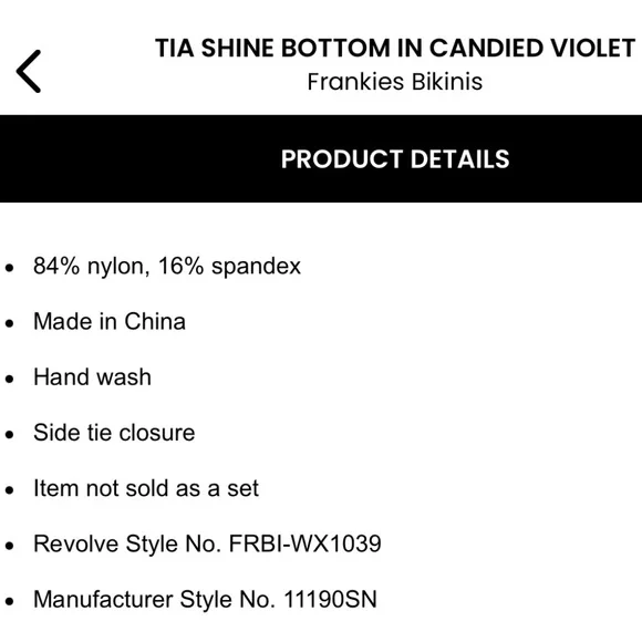FRANKIES BIKINIS ❤️‍🔥 TIA SHINE BOTTOM NWT SIZE MEDIUM